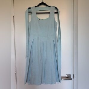 Anne Klein Sky Blue Pleated Sleeveless Dress